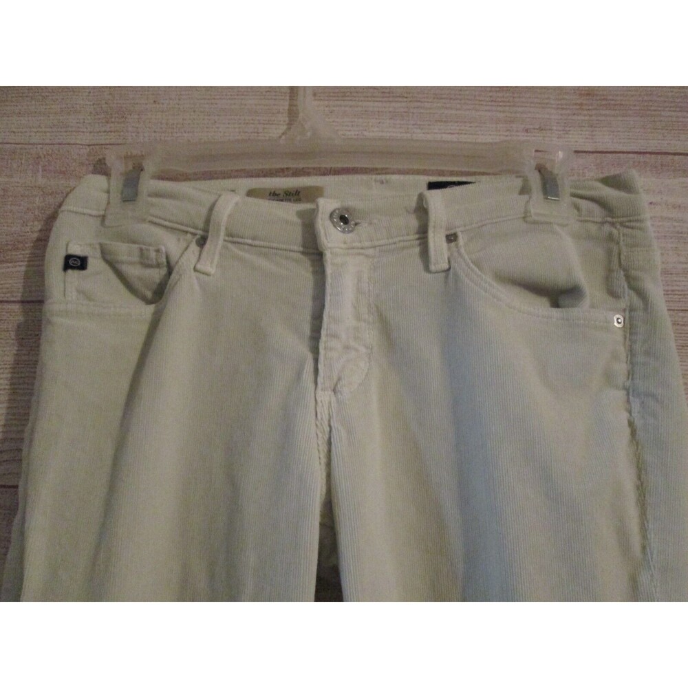 Ag Adriano Goldschmied  Corduroy the Stilt Cigarette Pants Size 26 Ivory Solid - Picture 7 of 9